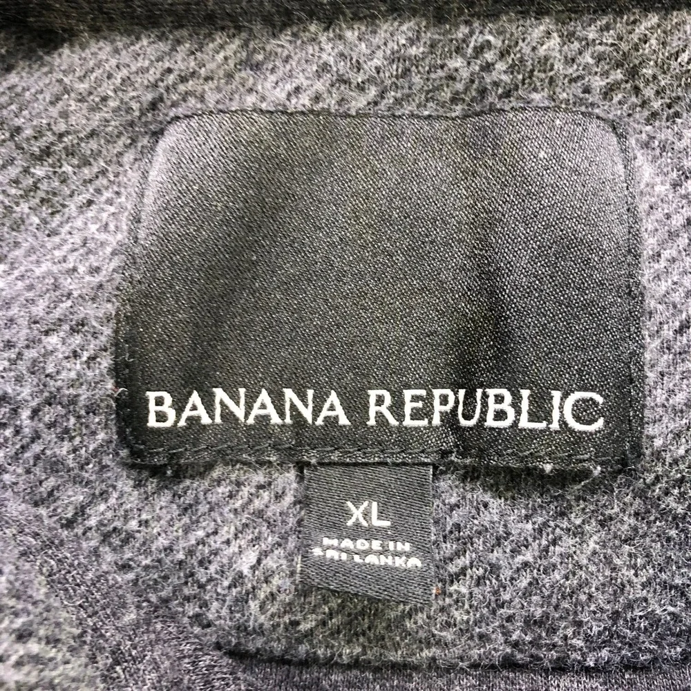 Banana Republic Mens XL Gray Full Zip Hoodie Double Collar‎ Textured Knit Jacket